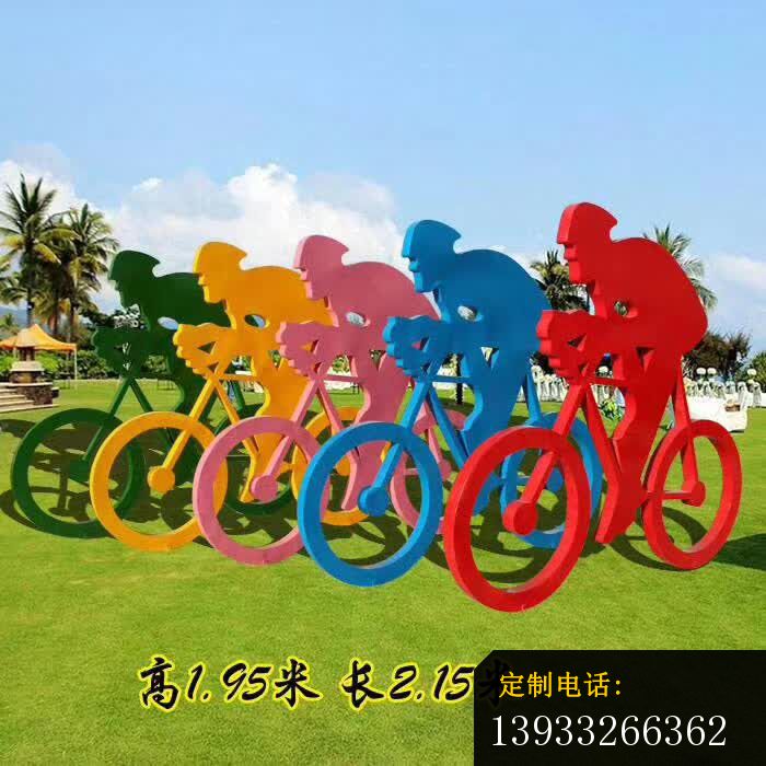 不锈钢抽象骑单车人物剪影雕塑_700*700