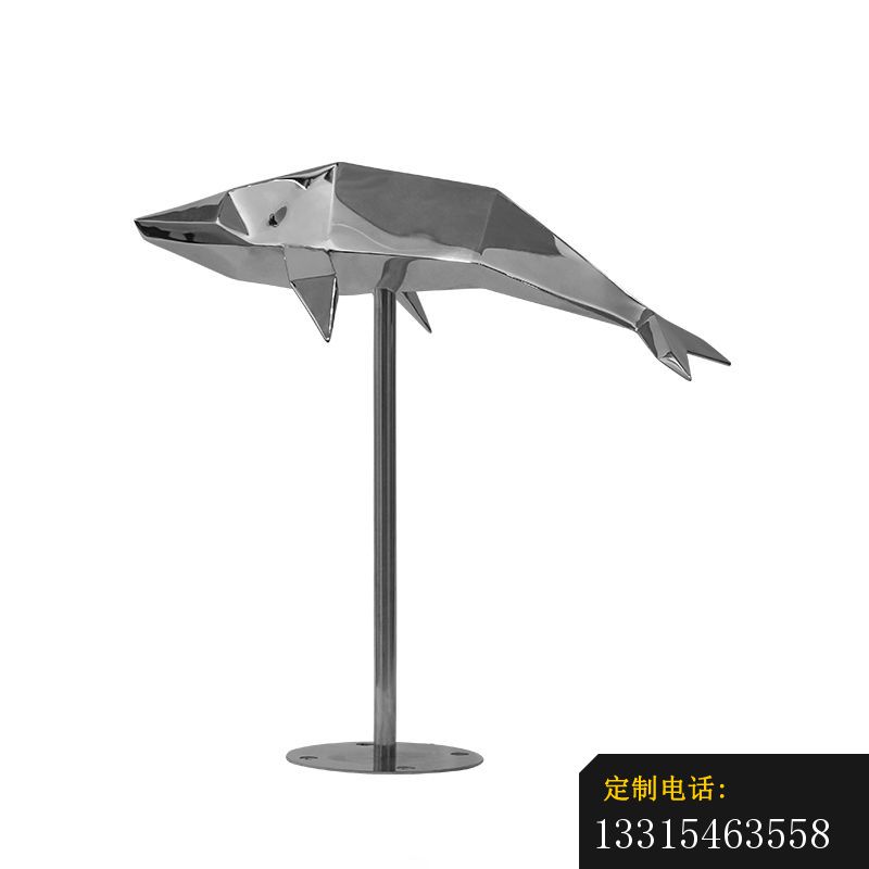 不锈钢抽象几何海豚雕塑 (2)_800*800