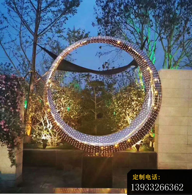 不锈钢发光月亮灯饰雕塑_790*805