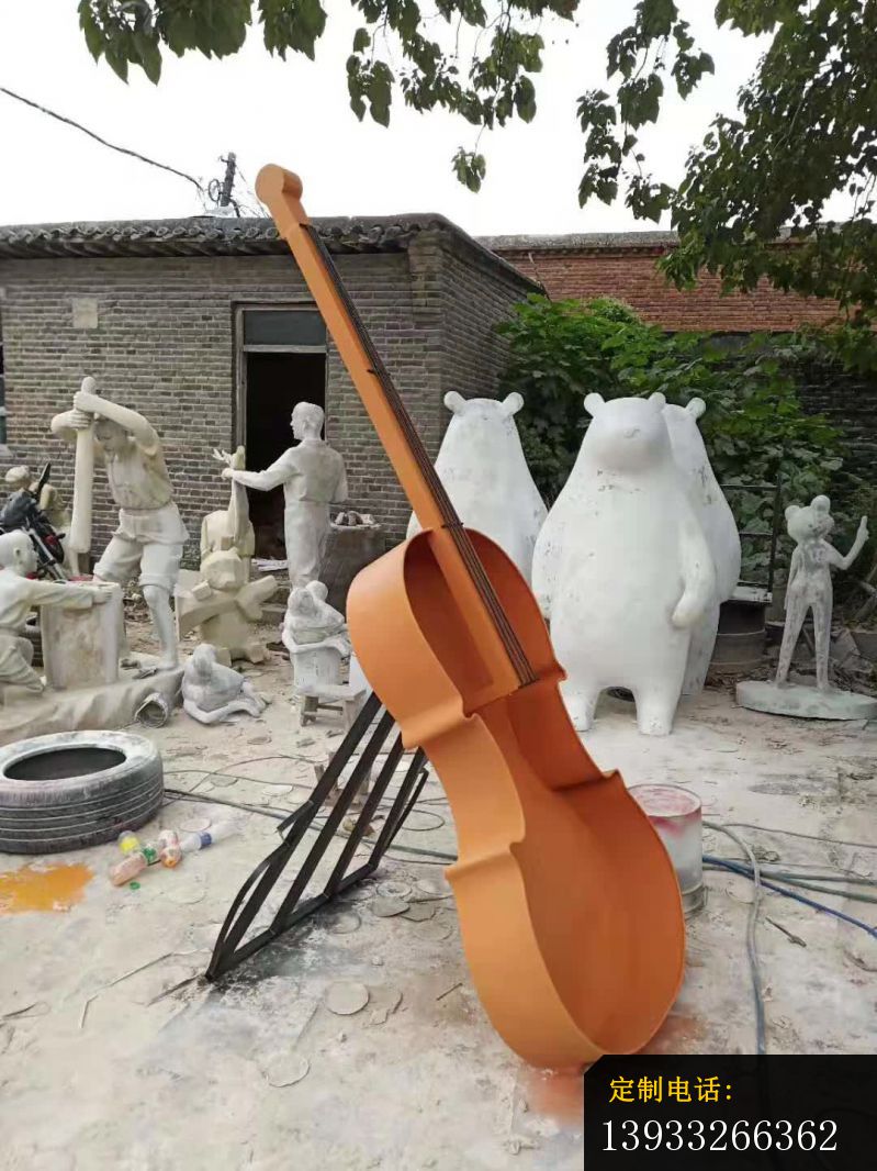 公园不锈钢小提琴摆件雕塑_799*1066