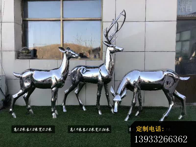 不锈钢公园镜面动物鹿雕塑_800*600