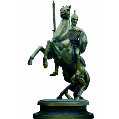 青铜西方骑马人物雕塑