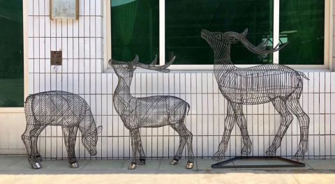 庭院不锈钢镂空鹿装饰雕塑
