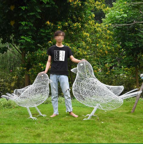 园林小鸟镂空不锈钢雕塑
