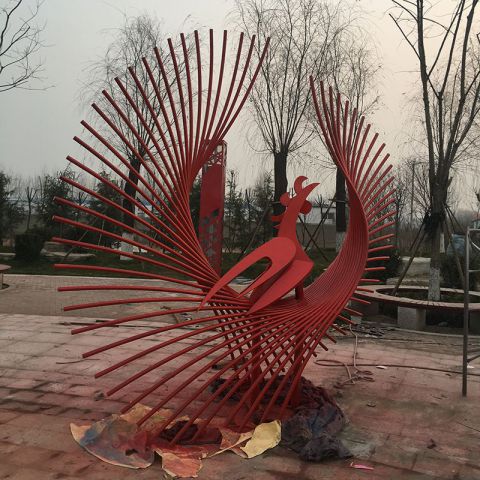 郑州不锈钢网状凤凰雕塑