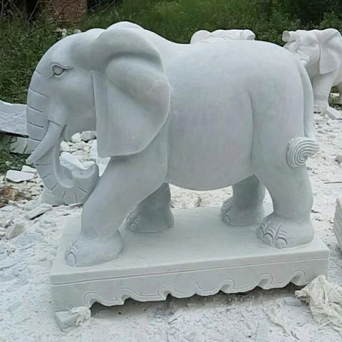  珠海大理石卷鼻大象雕塑
