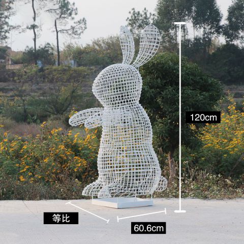  菏泽不锈钢镂空兔子雕塑 