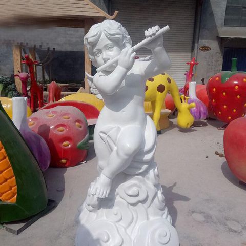 盐城大理石吹笛子儿童天使雕塑