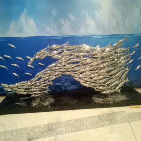   廊坊不锈钢海洋鱼群雕塑