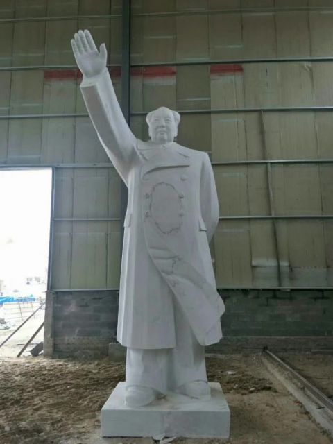大理石挥手毛主席石雕塑 