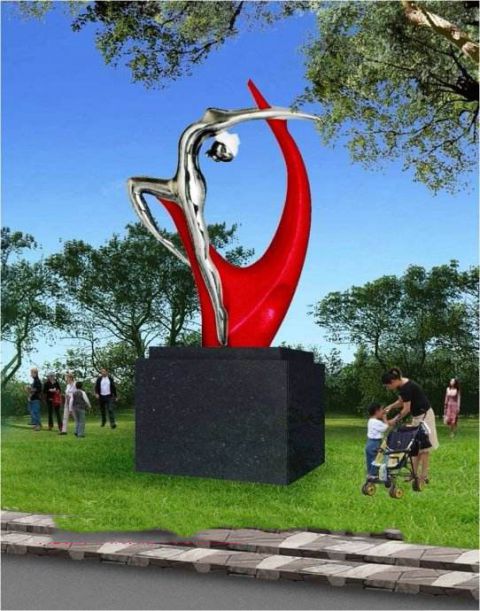 公园不锈钢艺术体操人物雕塑