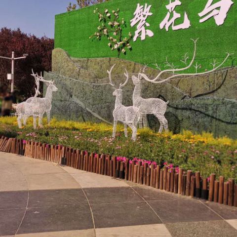 小区景观不锈钢梅花鹿