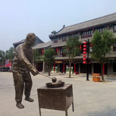 炒菜民俗人物铜雕