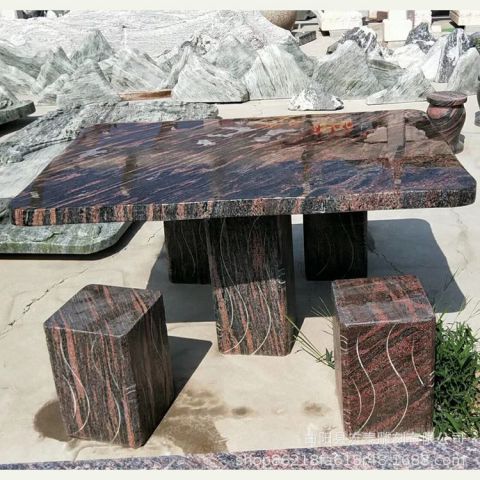 福州大理石花纹景观石桌凳