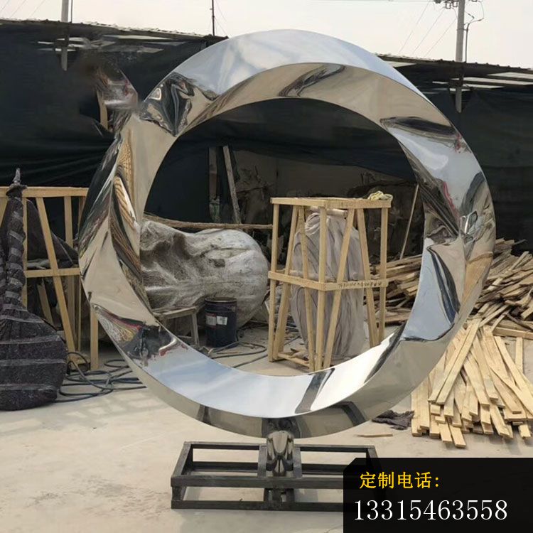 不锈钢抽象镜面圆环雕塑_750*750