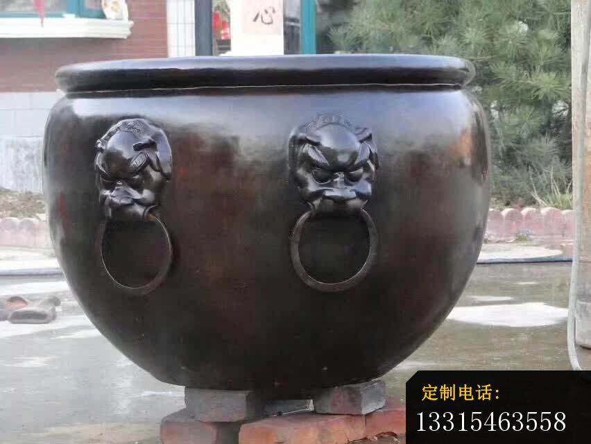 铸铜狮子头水缸雕塑 (2)_852*640