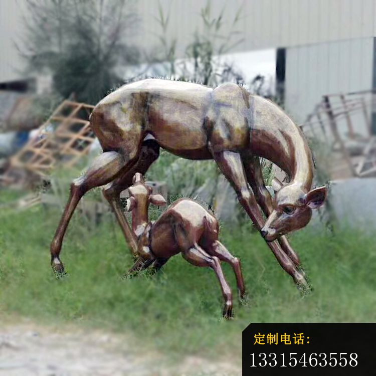 园林铜雕母子鹿雕塑_750*750
