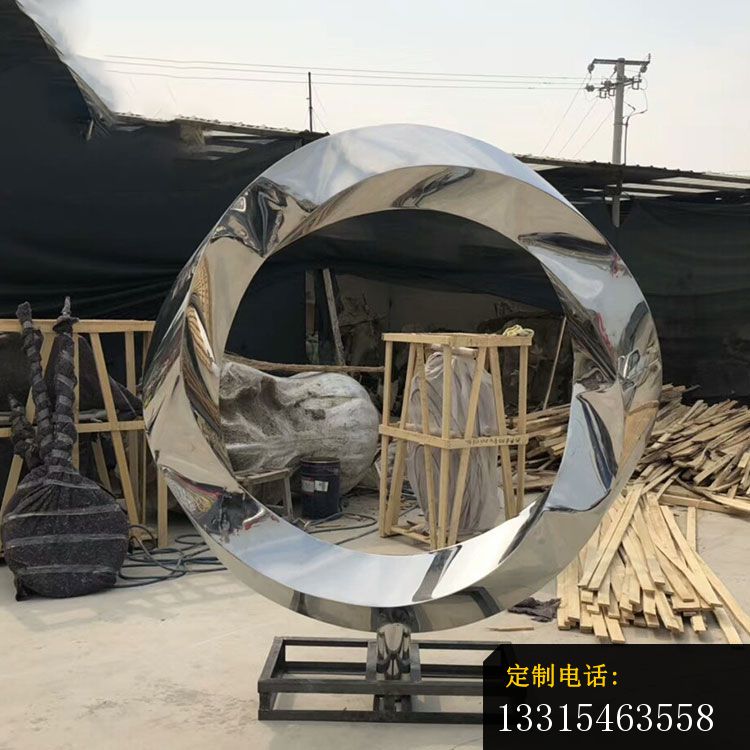 不锈钢抽象镜面圆环雕塑 (2)_750*750
