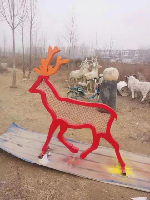 不锈钢城市镂空鹿雕塑