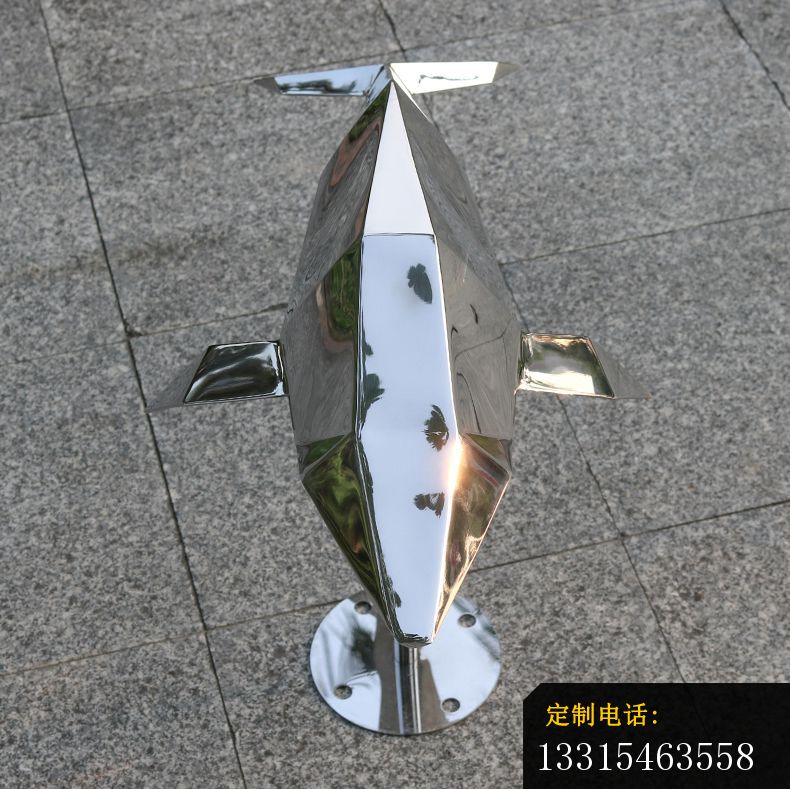 不锈钢抽象几何海豚雕塑 (9)_790*789