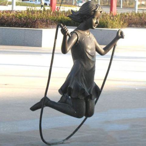 公园跳绳女孩人物铜雕