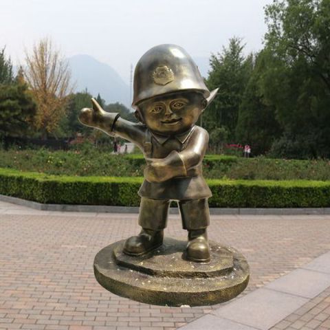铜雕儿童交通警察
