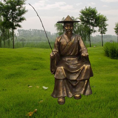 铜雕姜太公钓鱼