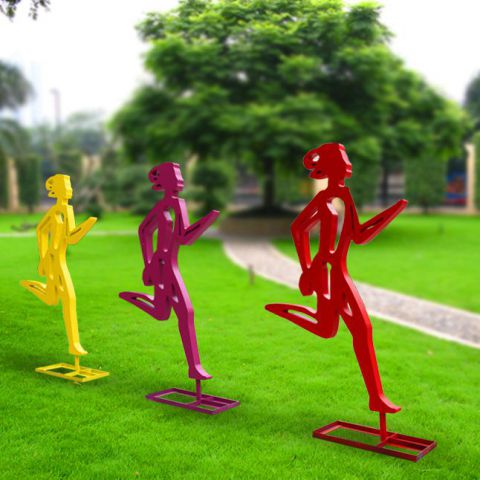 不锈钢抽象跑步女人雕塑
