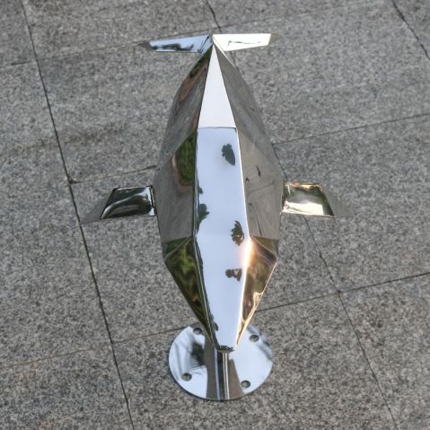 不锈钢广场抽象海豚雕塑
