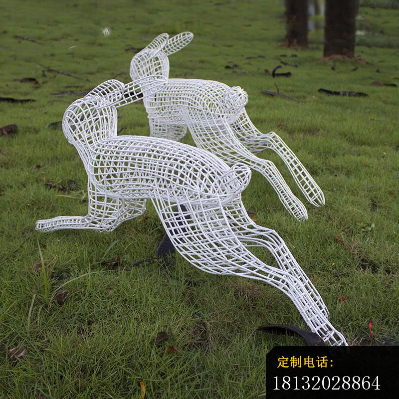 奔跑镂空兔子不锈钢雕塑_800*800