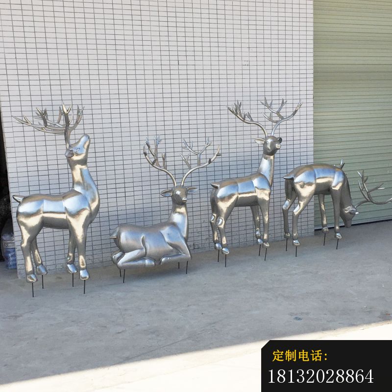 别墅庭院镜面不锈钢抽象鹿雕塑 (2)_800*800