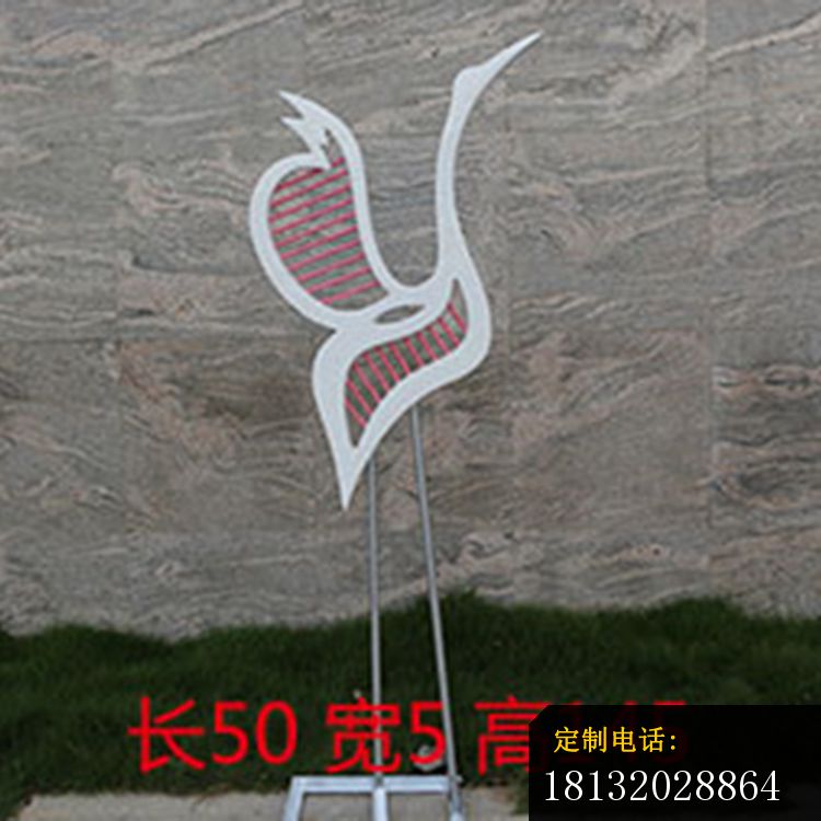 不锈钢抽象几何仙鹤雕塑 (1)_750*750