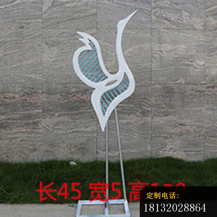 不锈钢抽象几何仙鹤雕塑 (3)_750*750