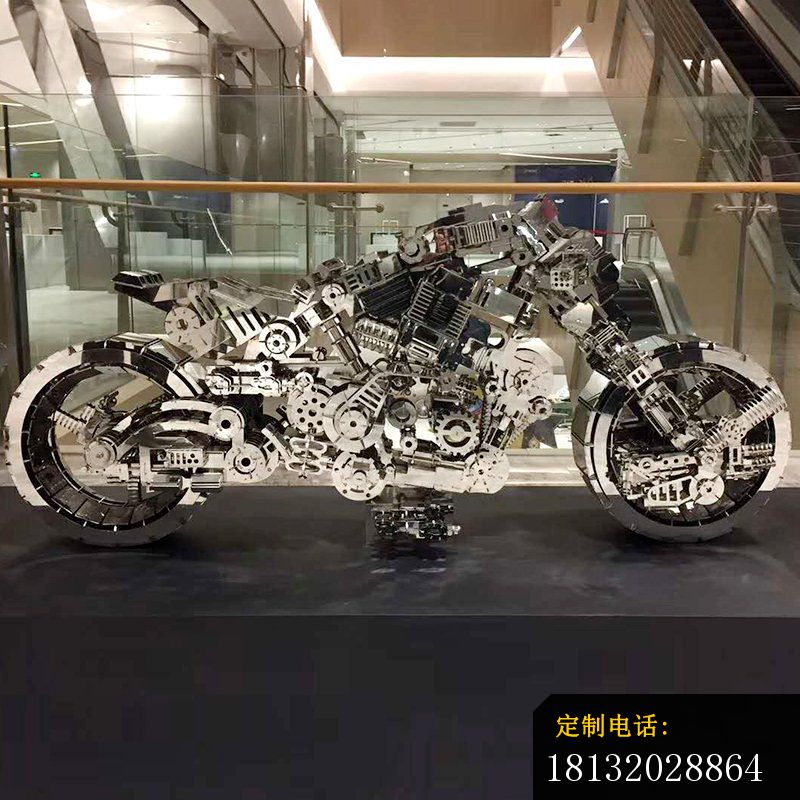 不锈钢抽象摩托车雕塑_800*800