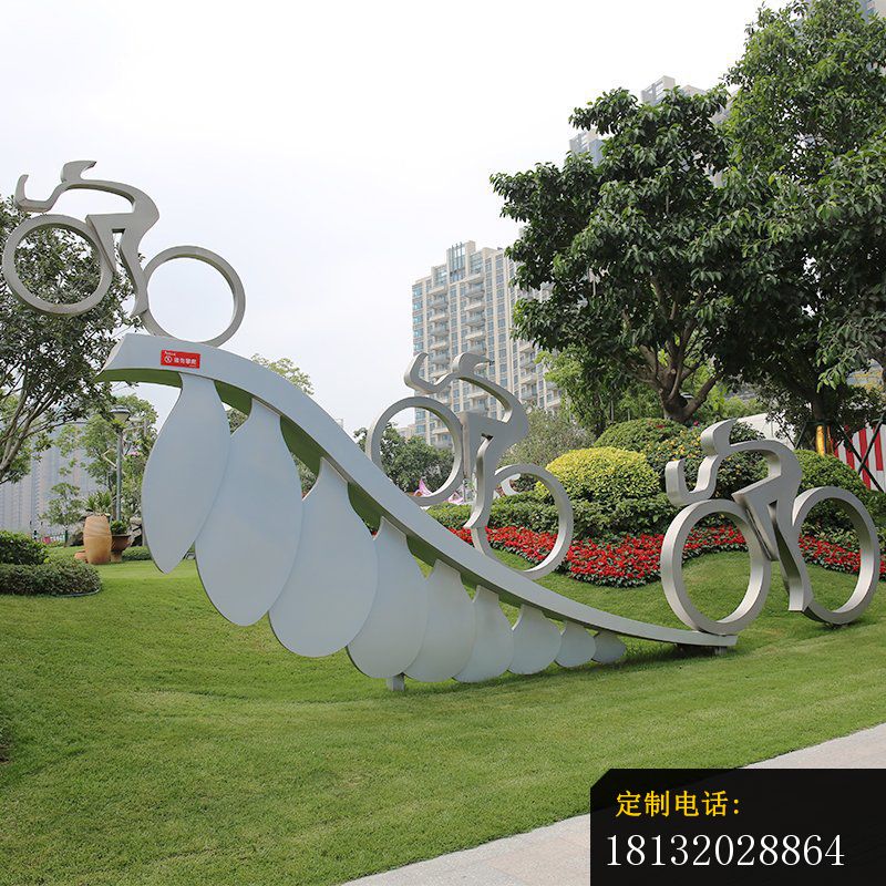 不锈钢创意赛车抽象人物雕塑 (4)_800*800