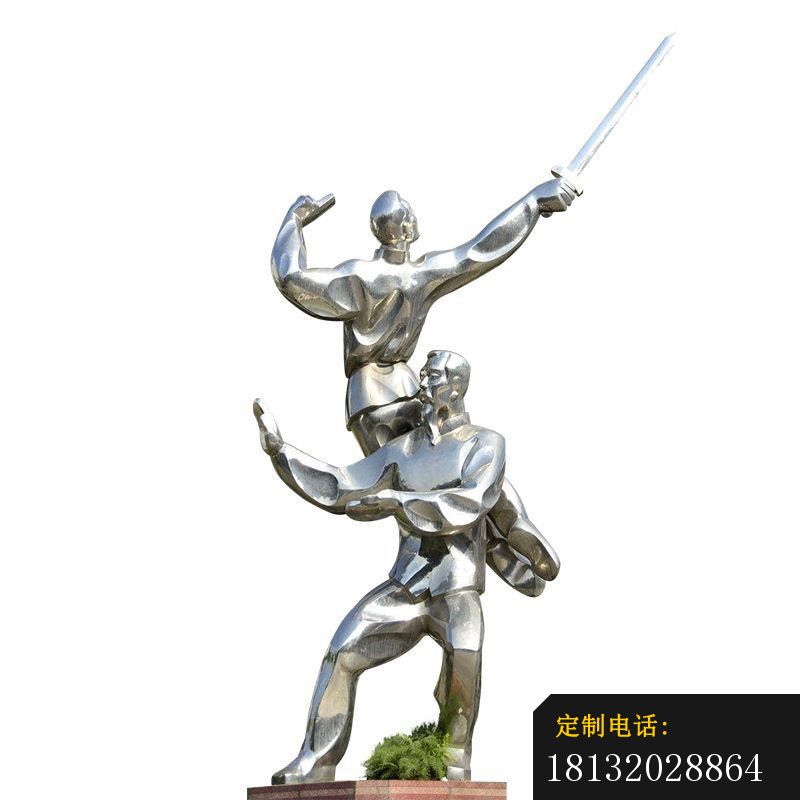 不锈钢打太极和舞剑人物雕塑_800*800
