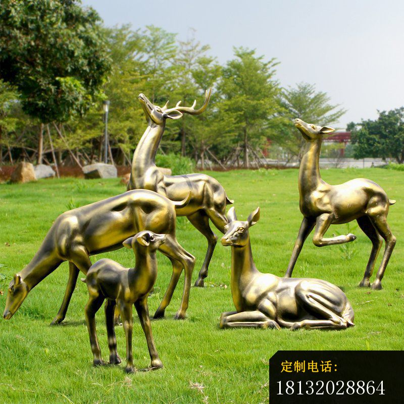 草坪招财铜鹿雕塑 (2)_800*800