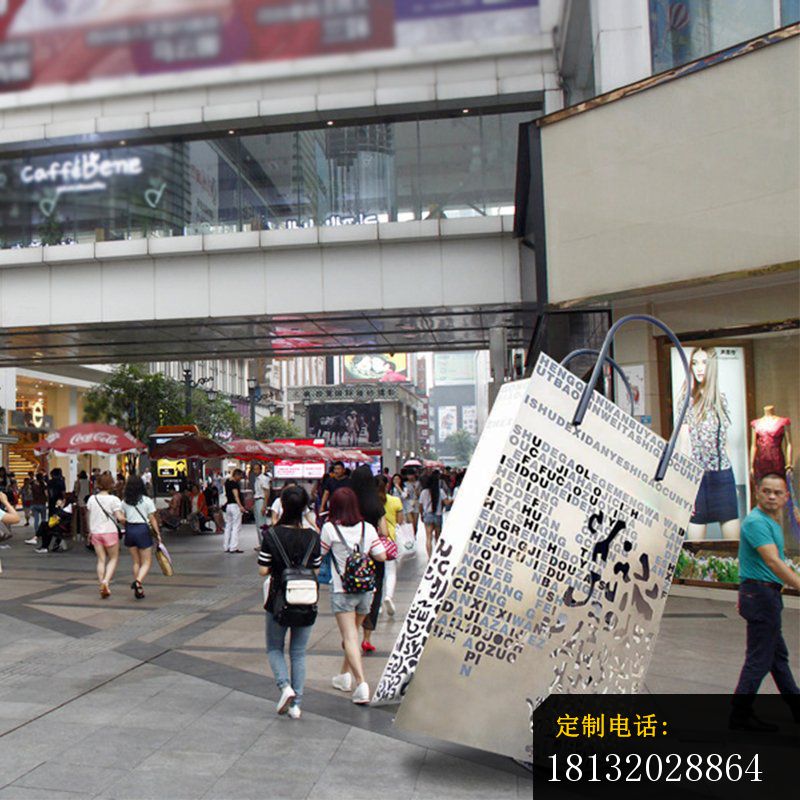 大型商场门口不锈钢购物袋雕塑 (4)_800*800