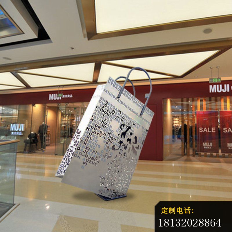 大型商场门口不锈钢购物袋雕塑 (3)_800*800