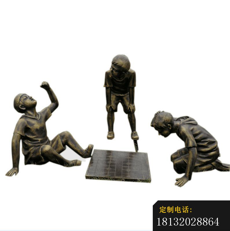 儿童下棋铜雕_795*801