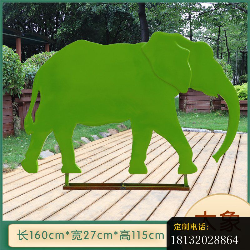 发光大象不锈钢抽象剪影雕塑 (1)_800*800