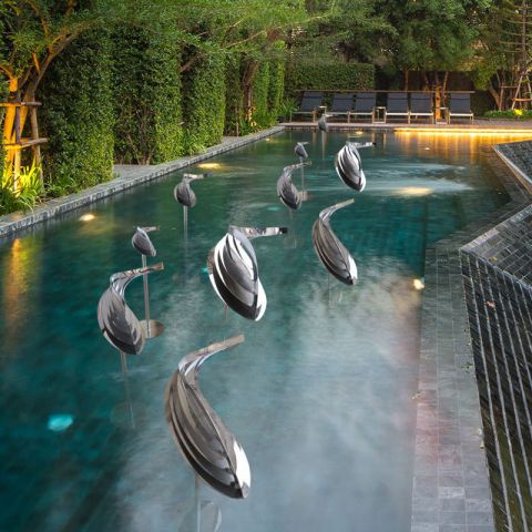 别墅庭院不锈钢抽象鱼雕塑 