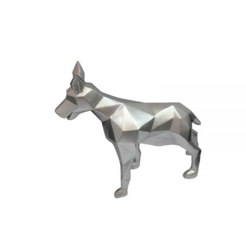 不锈钢抽象几何狗雕塑