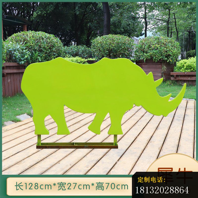 发光犀牛不锈钢抽象剪影雕塑 (1)_800*800