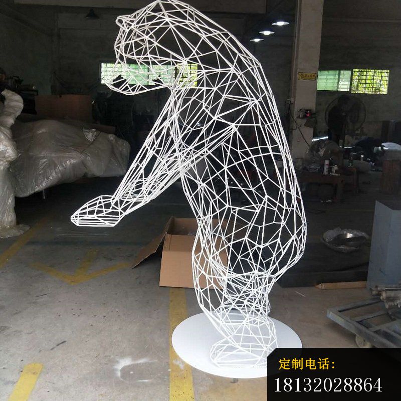 公园不锈钢镂空熊雕塑 (1)_800*800
