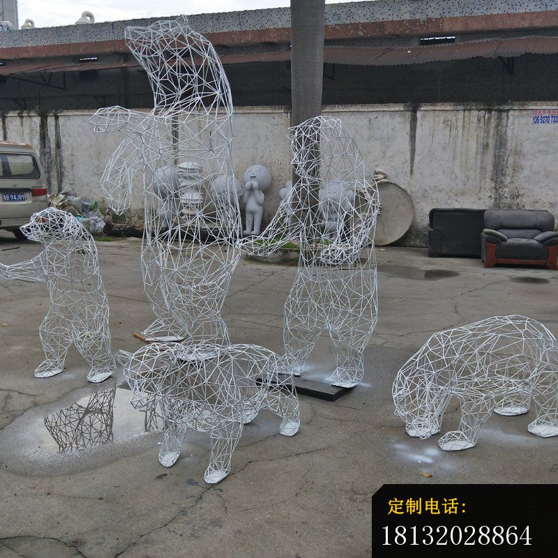公园不锈钢镂空熊雕塑 (2)_800*800