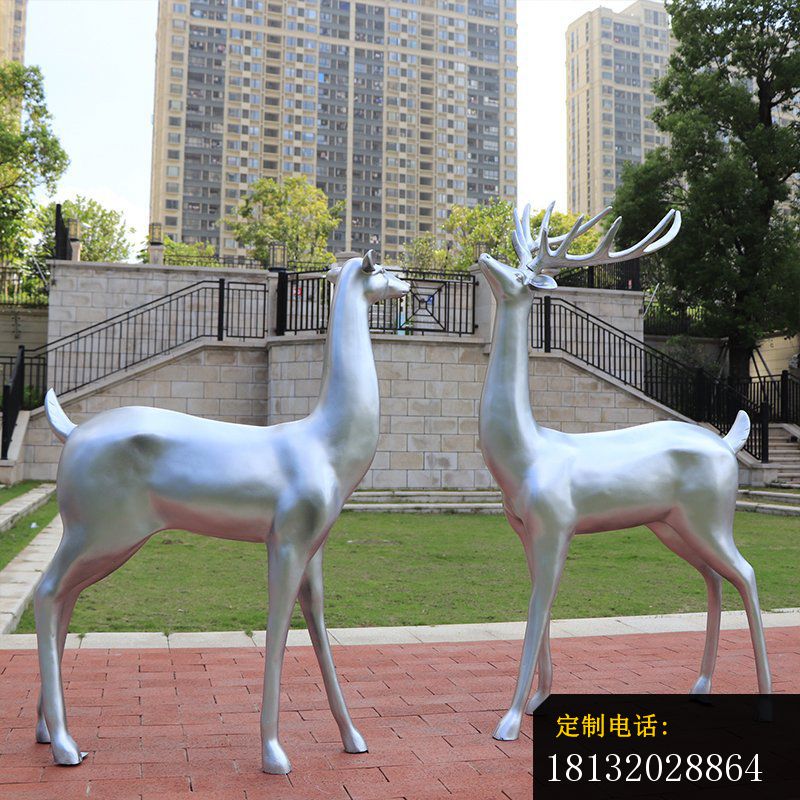 广场不锈钢抽象鹿雕塑_800*800