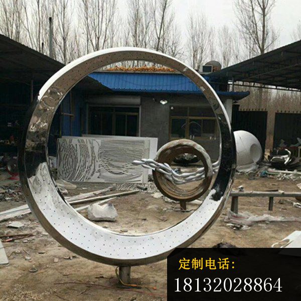 广场不锈钢抽象圆环雕塑_600*600
