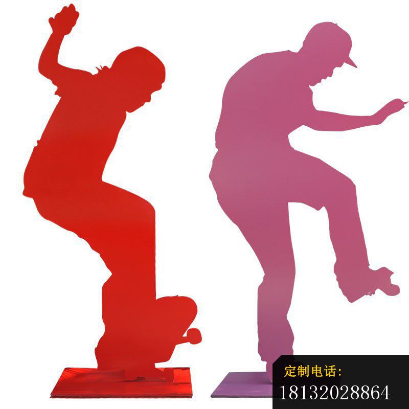 滑板运动剪影不锈钢人物雕塑 (1)_800*800