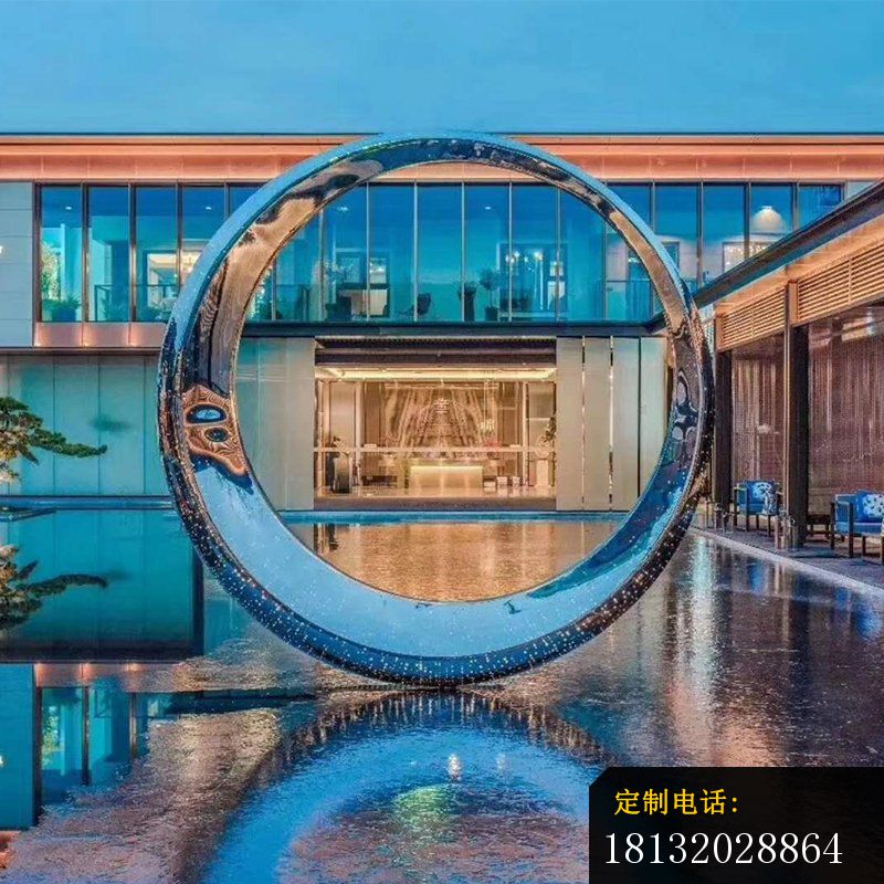 假日酒店镜面不锈钢抽象圆环雕塑 (1)_800*800